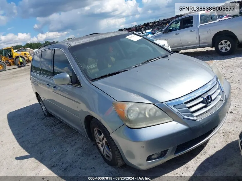 2008 Honda Odyssey Touring VIN: 5FNRL38838B005877 Lot: 40397015