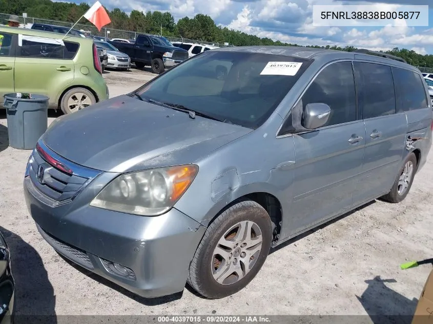 2008 Honda Odyssey Touring VIN: 5FNRL38838B005877 Lot: 40397015