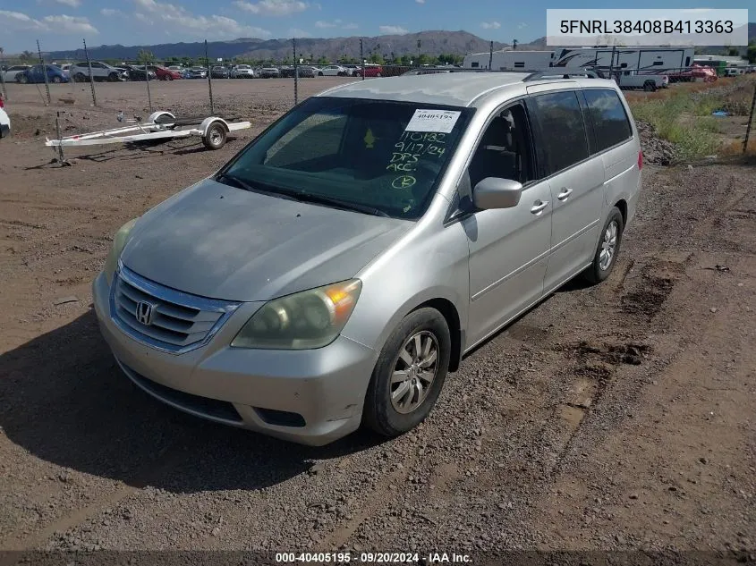 2008 Honda Odyssey Ex VIN: 5FNRL38408B413363 Lot: 40405195