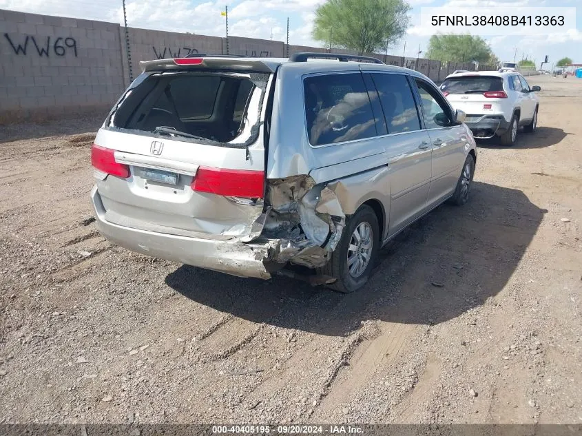 2008 Honda Odyssey Ex VIN: 5FNRL38408B413363 Lot: 40405195