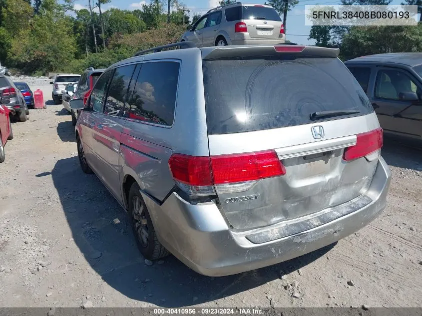 5FNRL38408B080193 2008 Honda Odyssey Ex