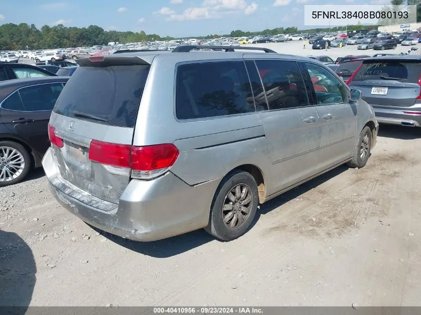 5FNRL38408B080193 2008 Honda Odyssey Ex