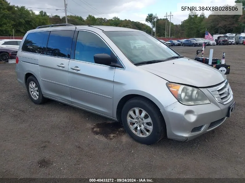 2008 Honda Odyssey Ex VIN: 5FNRL384X8B028506 Lot: 40433272