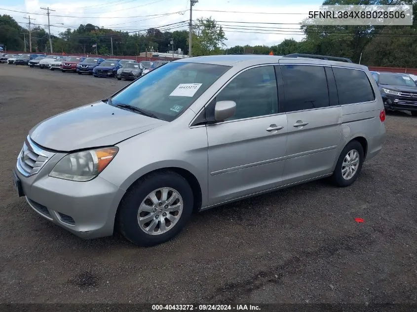 2008 Honda Odyssey Ex VIN: 5FNRL384X8B028506 Lot: 40433272