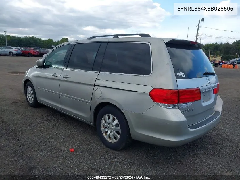 2008 Honda Odyssey Ex VIN: 5FNRL384X8B028506 Lot: 40433272