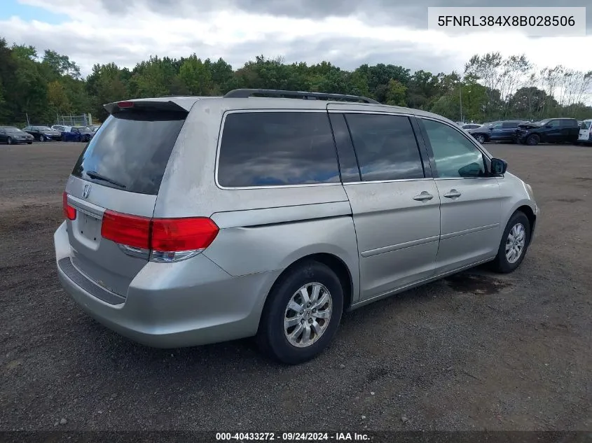 5FNRL384X8B028506 2008 Honda Odyssey Ex