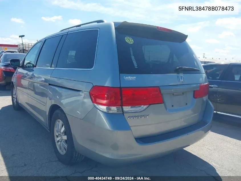 2008 Honda Odyssey Ex VIN: 5FNRL38478B078473 Lot: 40434749