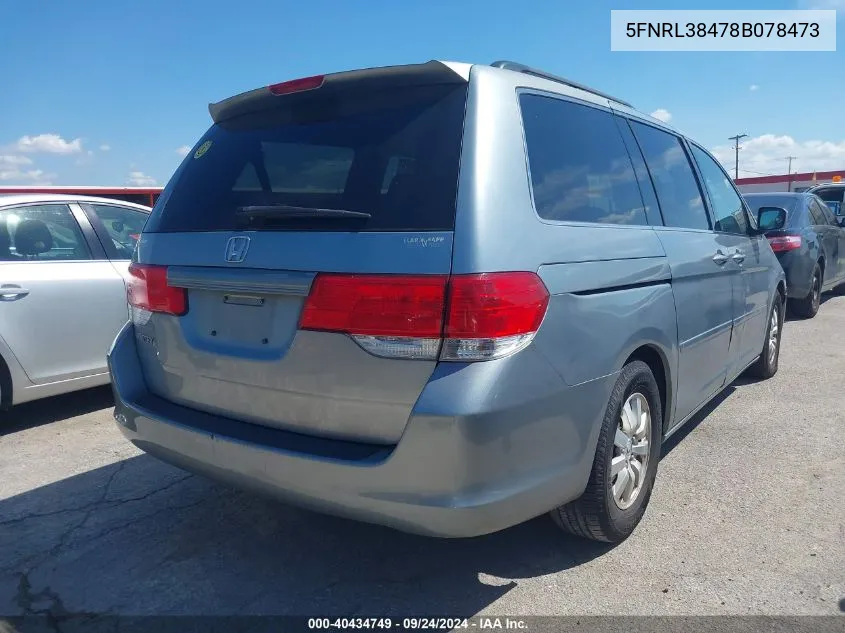 2008 Honda Odyssey Ex VIN: 5FNRL38478B078473 Lot: 40434749