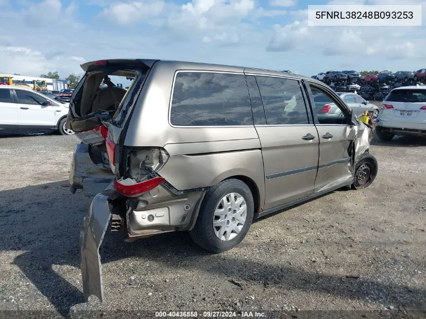 5FNRL38248B093253 2008 Honda Odyssey Lx