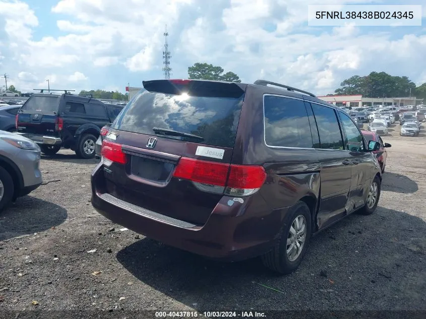 5FNRL38438B024345 2008 Honda Odyssey Ex