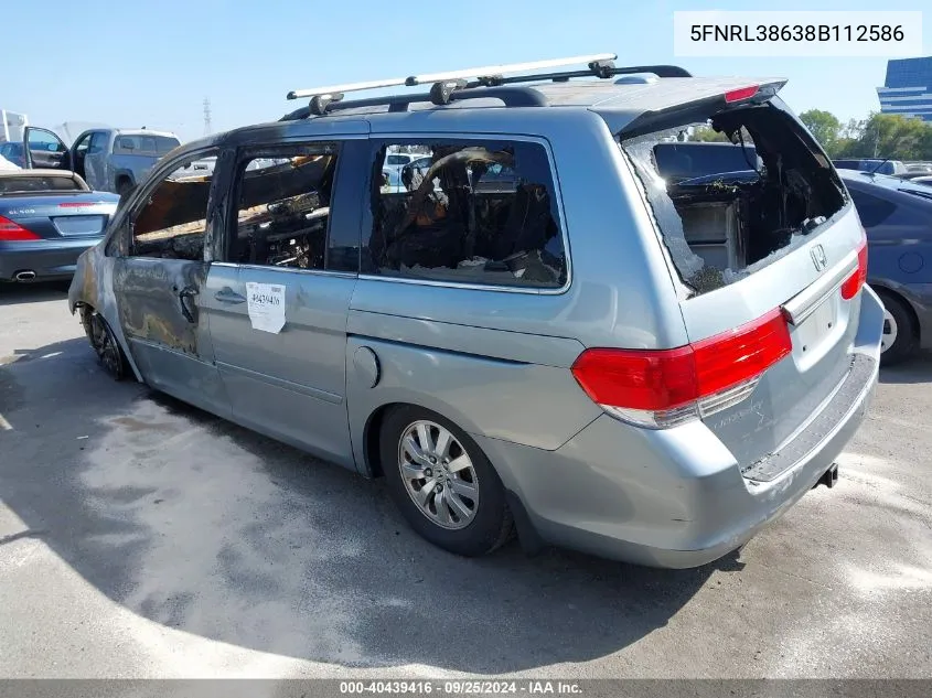 2008 Honda Odyssey Ex-L VIN: 5FNRL38638B112586 Lot: 40439416