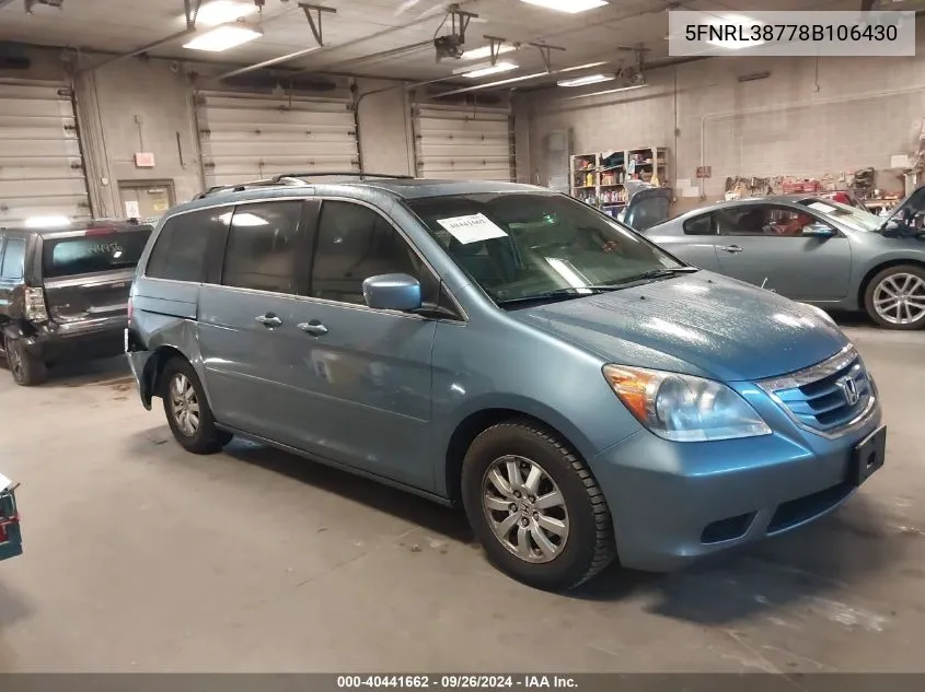 2008 Honda Odyssey Exl VIN: 5FNRL38778B106430 Lot: 40441662