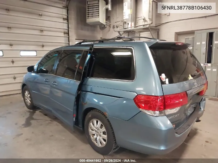 2008 Honda Odyssey Exl VIN: 5FNRL38778B106430 Lot: 40441662