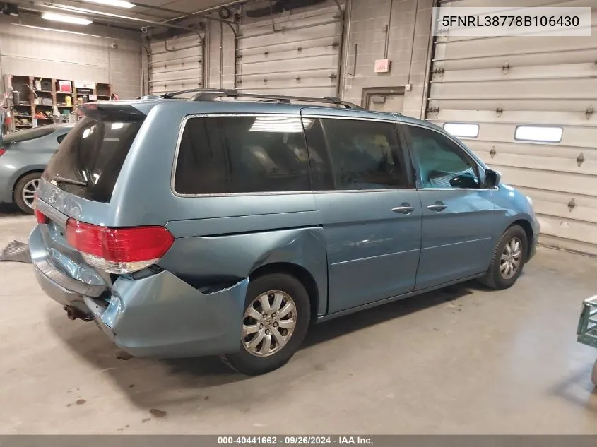 2008 Honda Odyssey Exl VIN: 5FNRL38778B106430 Lot: 40441662