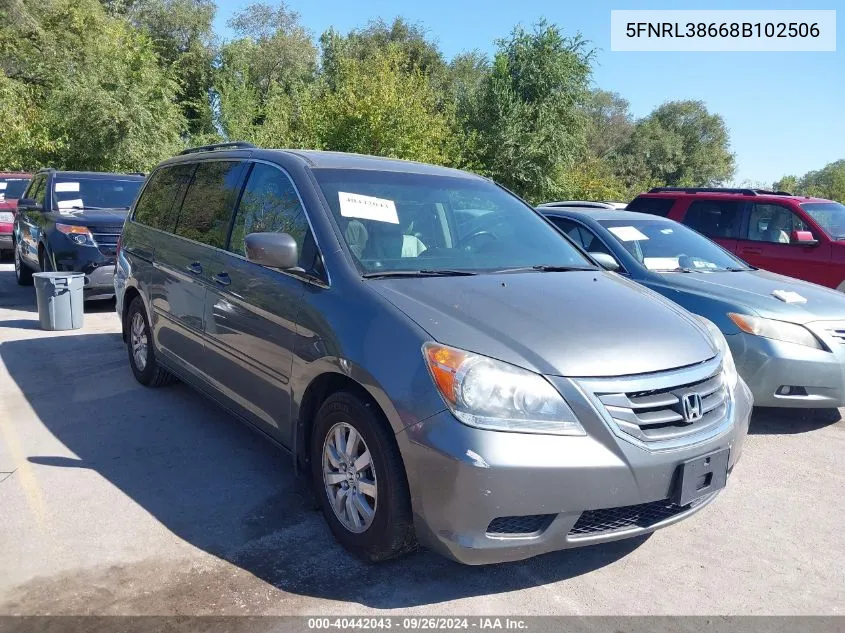 2008 Honda Odyssey Exl VIN: 5FNRL38668B102506 Lot: 40442043