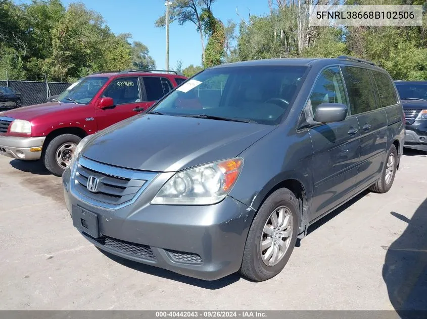 2008 Honda Odyssey Exl VIN: 5FNRL38668B102506 Lot: 40442043