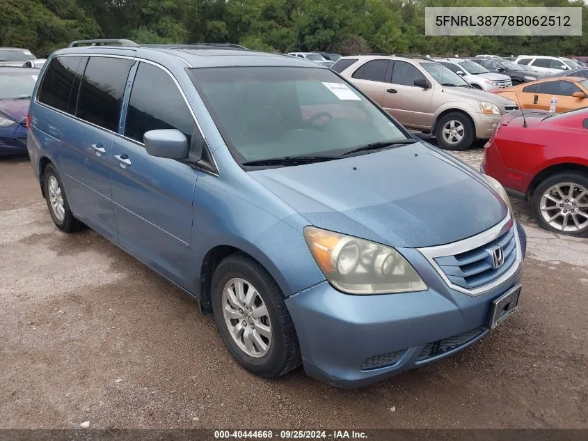 5FNRL38778B062512 2008 Honda Odyssey Ex-L