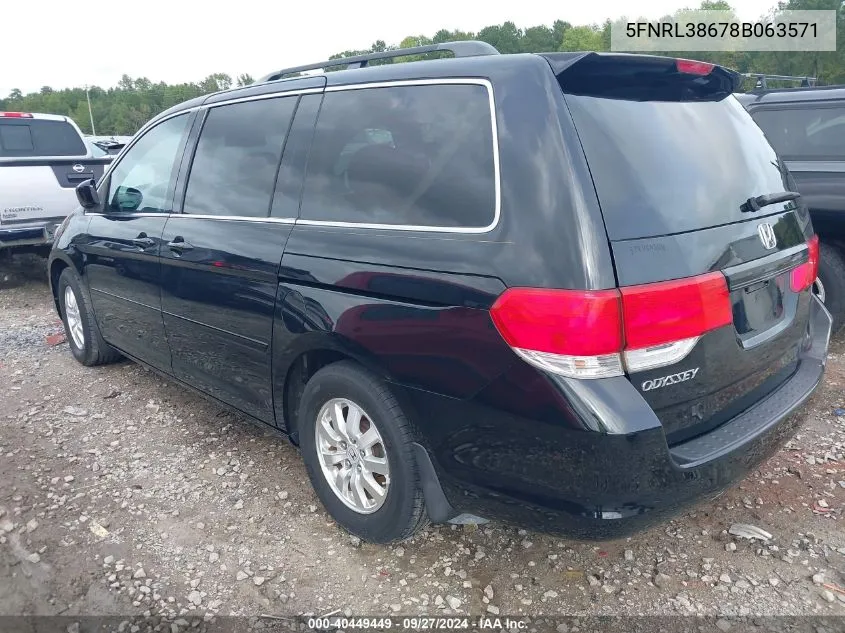 2008 Honda Odyssey Ex-L VIN: 5FNRL38678B063571 Lot: 40449449