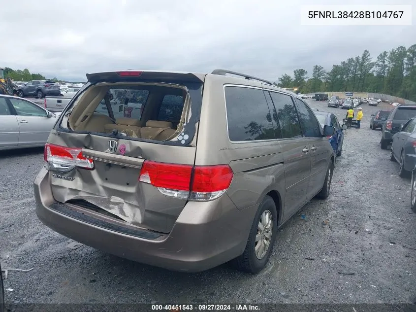 2008 Honda Odyssey Ex VIN: 5FNRL38428B104767 Lot: 40451543