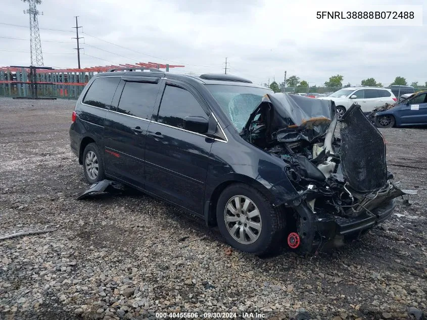 2008 Honda Odyssey Touring VIN: 5FNRL38888B072488 Lot: 40455606