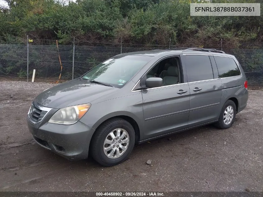 2008 Honda Odyssey Ex-L VIN: 5FNRL38788B037361 Lot: 40458902