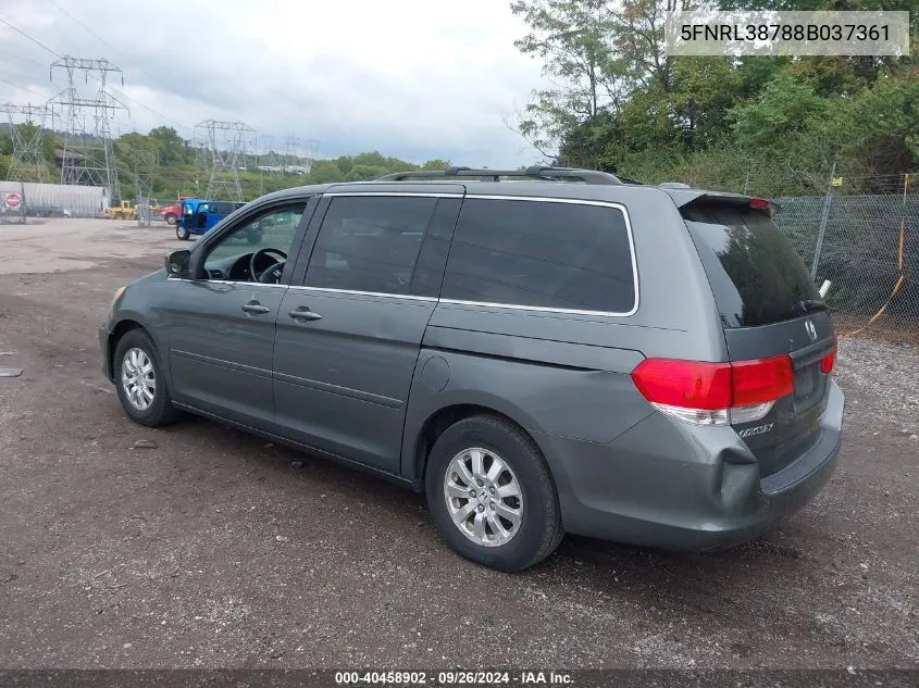 2008 Honda Odyssey Ex-L VIN: 5FNRL38788B037361 Lot: 40458902