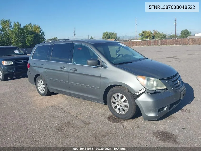 2008 Honda Odyssey Exl VIN: 5FNRL38768B048522 Lot: 40461088