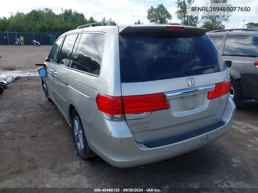 2008 Honda Odyssey Touring VIN: 5FNRL38948B077650 Lot: 40466125