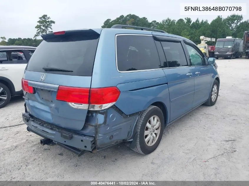 5FNRL38648B070798 2008 Honda Odyssey Ex-L