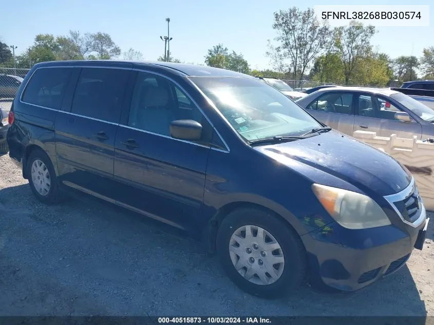 2008 Honda Odyssey Lx VIN: 5FNRL38268B030574 Lot: 40515873