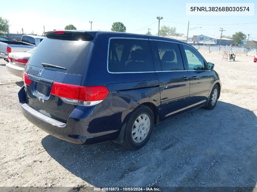 2008 Honda Odyssey Lx VIN: 5FNRL38268B030574 Lot: 40515873