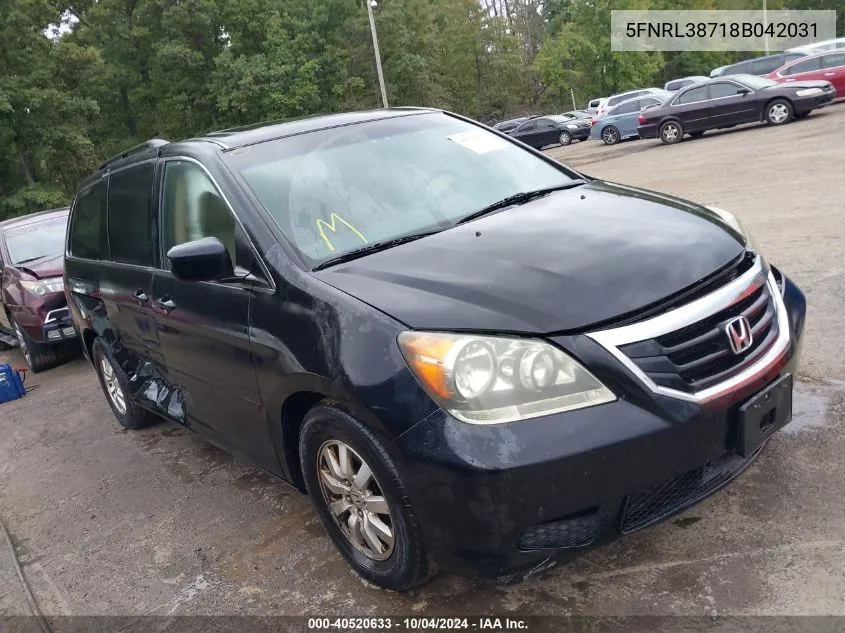 2008 Honda Odyssey Ex-L VIN: 5FNRL38718B042031 Lot: 40520633