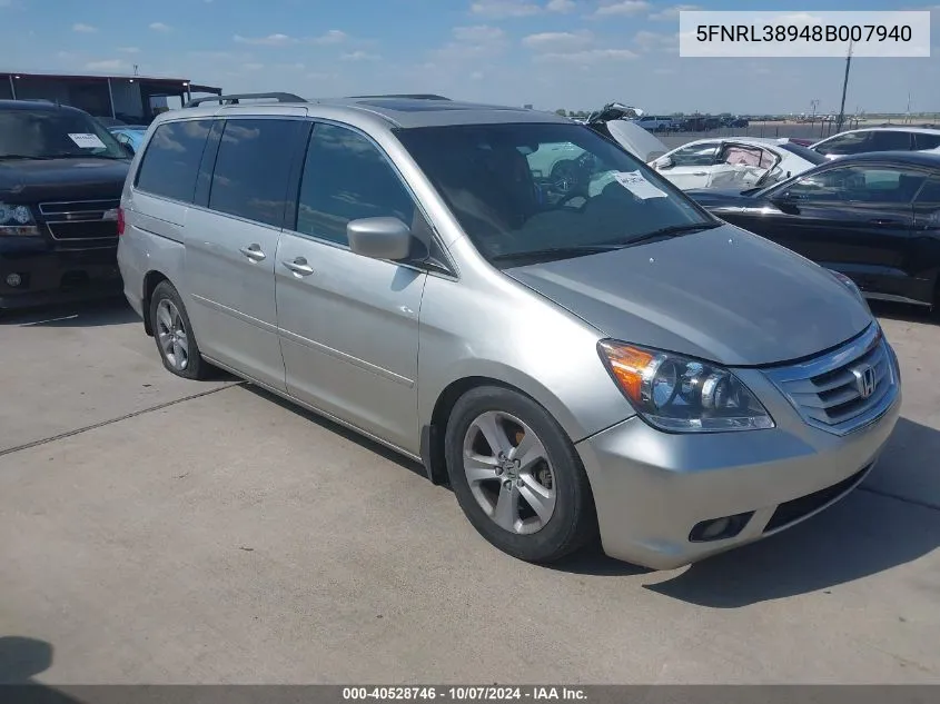 2008 Honda Odyssey Touring VIN: 5FNRL38948B007940 Lot: 40528746