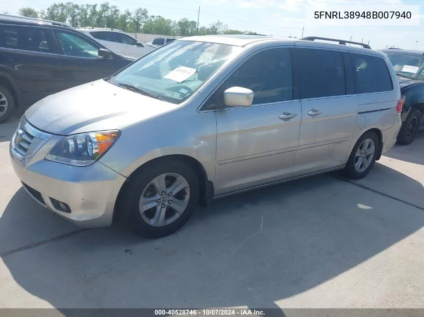 2008 Honda Odyssey Touring VIN: 5FNRL38948B007940 Lot: 40528746