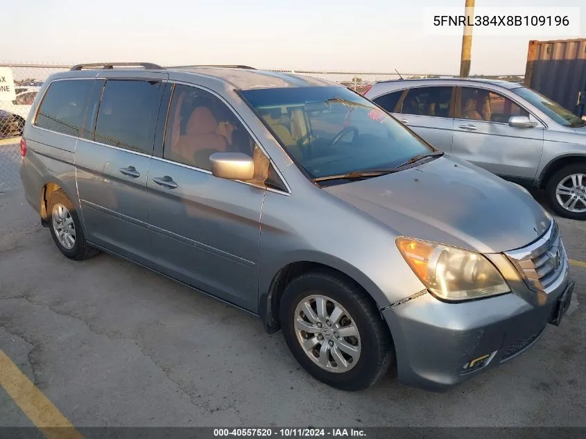 2008 Honda Odyssey Ex VIN: 5FNRL384X8B109196 Lot: 40557520