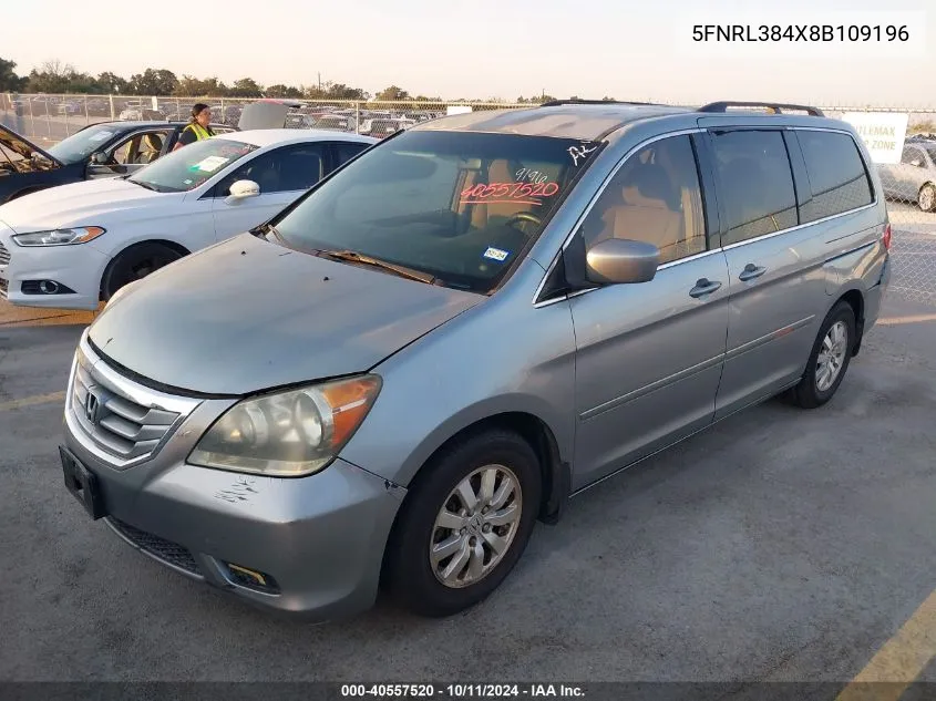 2008 Honda Odyssey Ex VIN: 5FNRL384X8B109196 Lot: 40557520