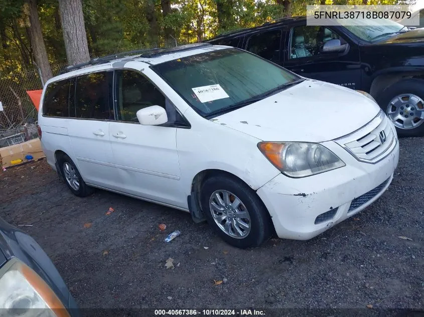 2008 Honda Odyssey Ex-L VIN: 5FNRL38718B087079 Lot: 40567386