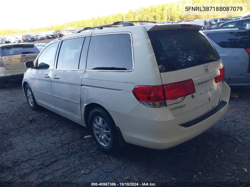 2008 Honda Odyssey Ex-L VIN: 5FNRL38718B087079 Lot: 40567386