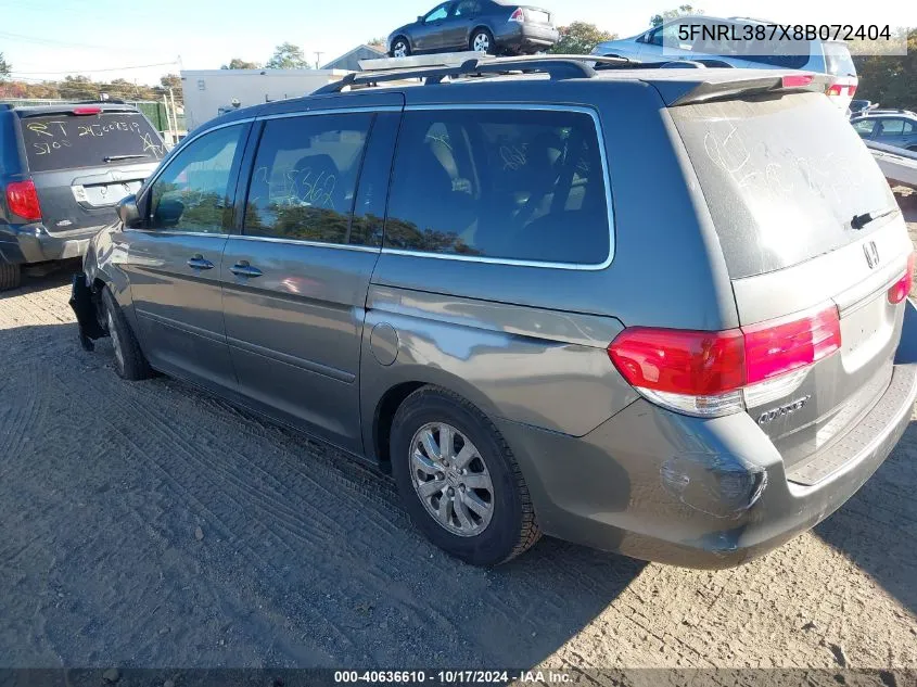 2008 Honda Odyssey Ex-L VIN: 5FNRL387X8B072404 Lot: 40636610