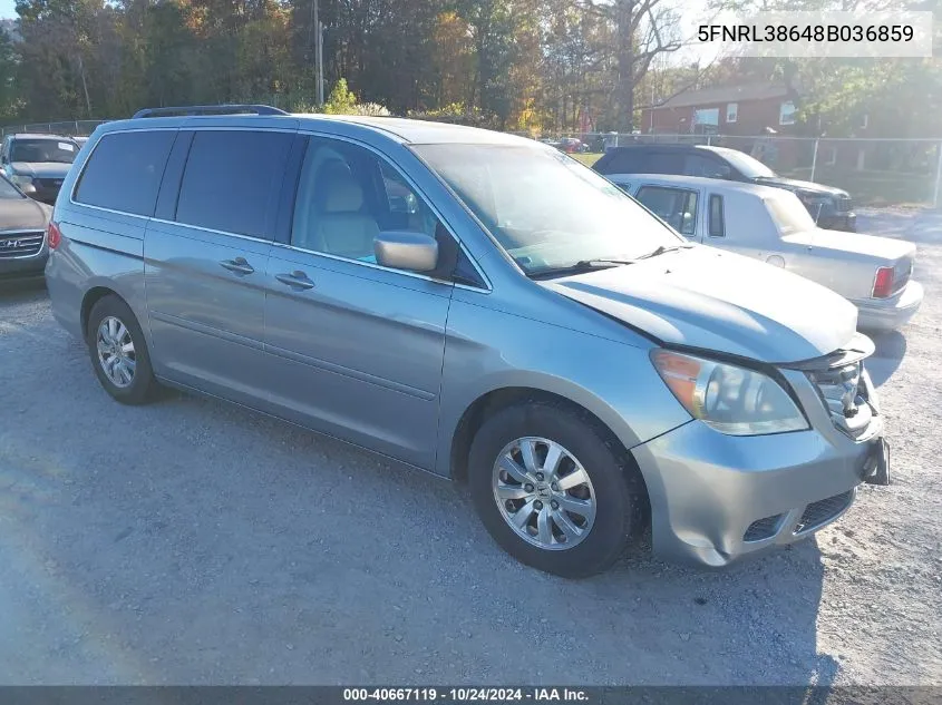 2008 Honda Odyssey Ex-L VIN: 5FNRL38648B036859 Lot: 40667119