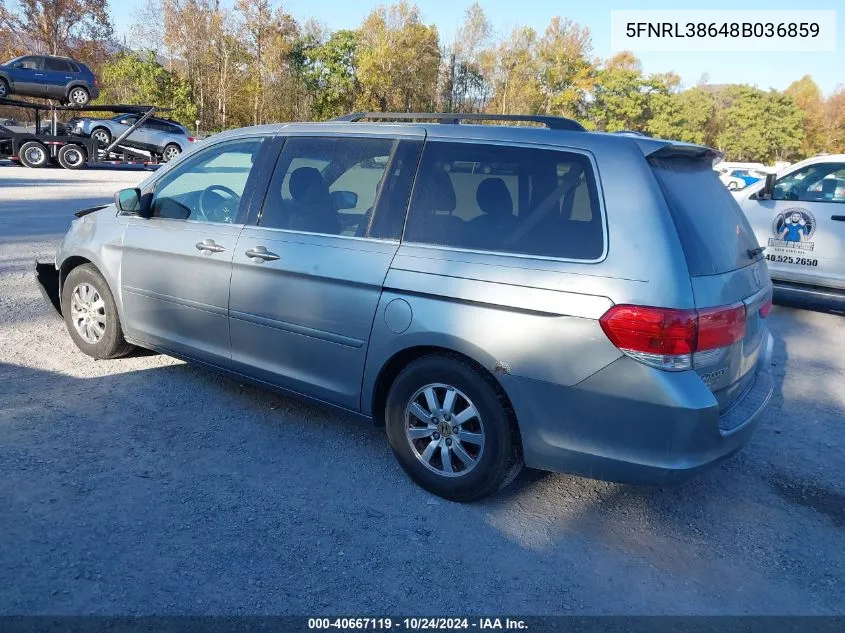 2008 Honda Odyssey Ex-L VIN: 5FNRL38648B036859 Lot: 40667119