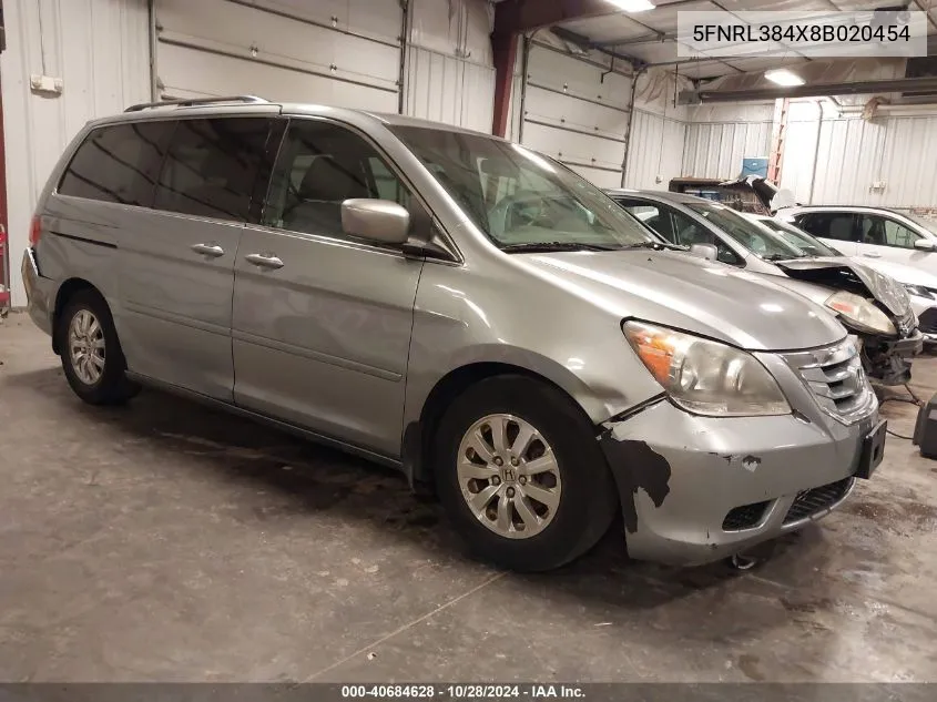 2008 Honda Odyssey Ex VIN: 5FNRL384X8B020454 Lot: 40684628