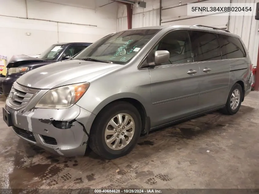 2008 Honda Odyssey Ex VIN: 5FNRL384X8B020454 Lot: 40684628