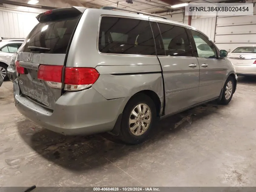 5FNRL384X8B020454 2008 Honda Odyssey Ex