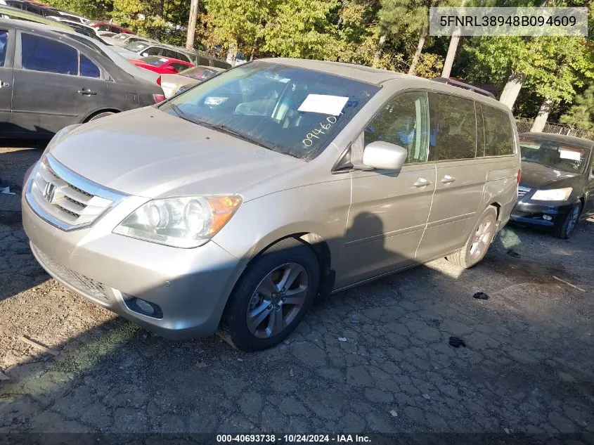 2008 Honda Odyssey Touring VIN: 5FNRL38948B094609 Lot: 40693738