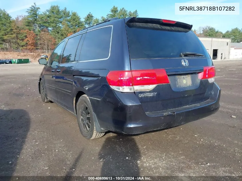 2008 Honda Odyssey Ex-L VIN: 5FNRL38718B107282 Lot: 40699613