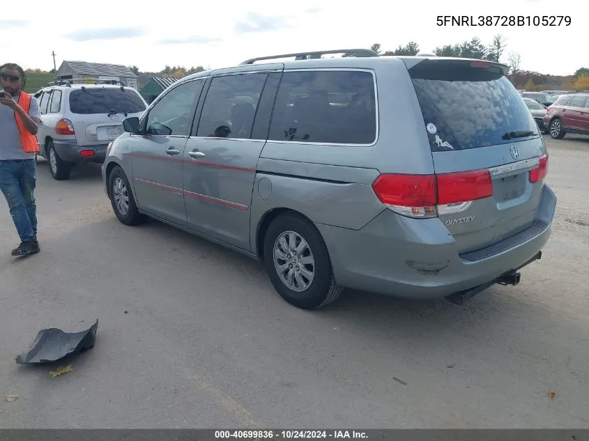 5FNRL38728B105279 2008 Honda Odyssey Ex-L