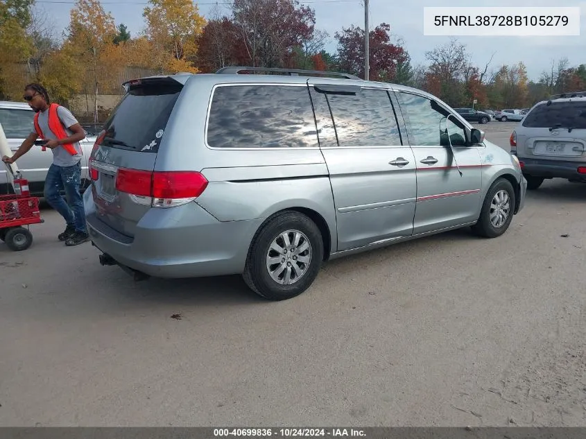 2008 Honda Odyssey Ex-L VIN: 5FNRL38728B105279 Lot: 40699836