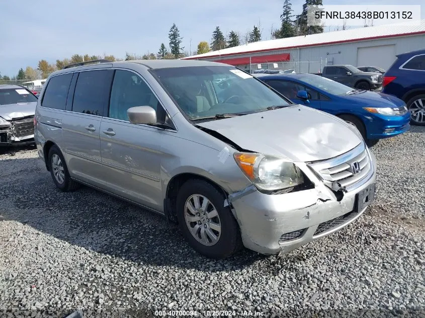 2008 Honda Odyssey Ex VIN: 5FNRL38438B013152 Lot: 40700094