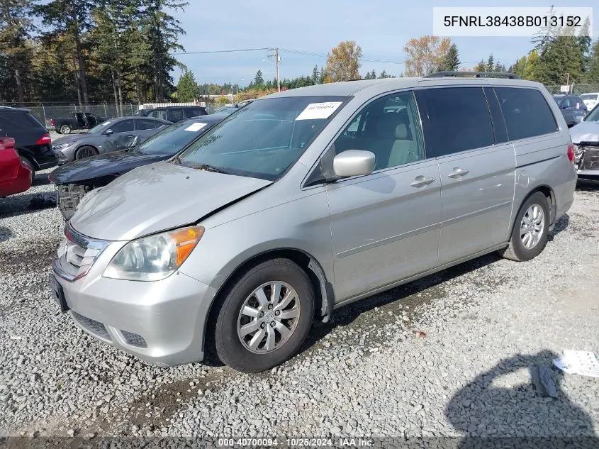 2008 Honda Odyssey Ex VIN: 5FNRL38438B013152 Lot: 40700094